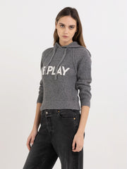 REPLAY CROPPED SWEATER WITH HOOD