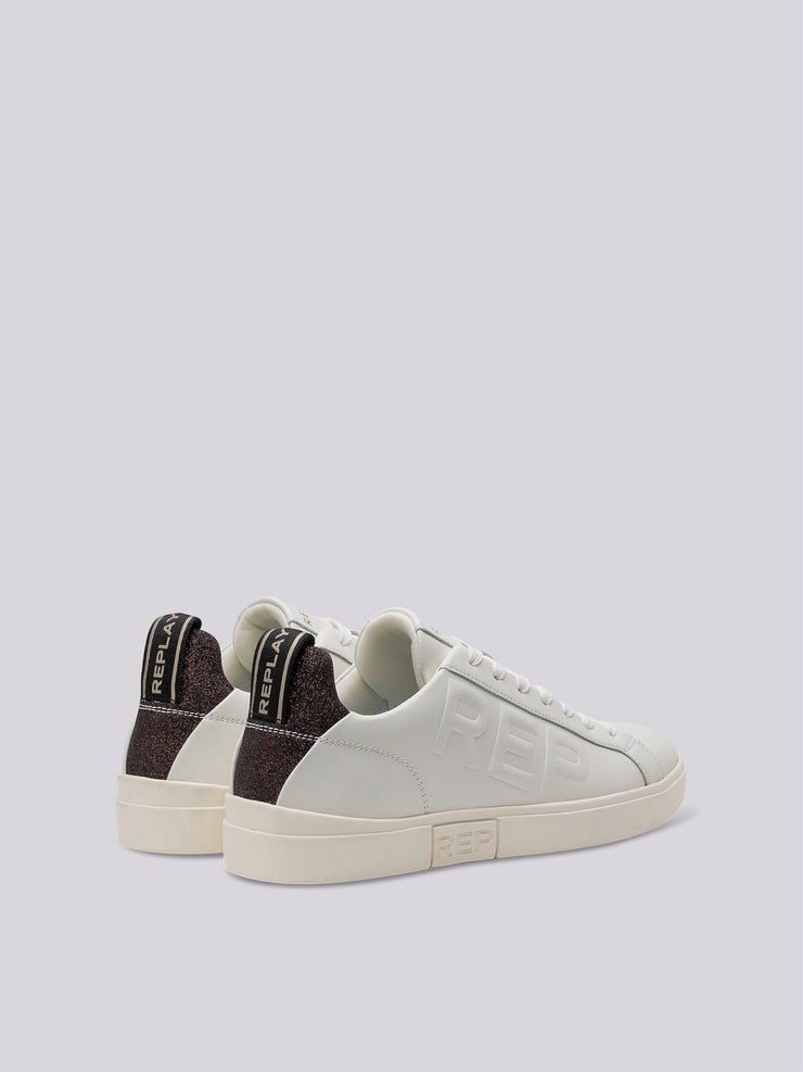 REPLAY POLYS W SPARK LEATHER SNEAKERS WITH LACES