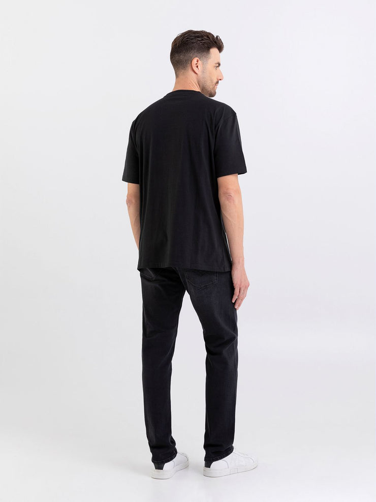 REPLAY CREWNECK T-SHIRT WITH BIKER PRINT