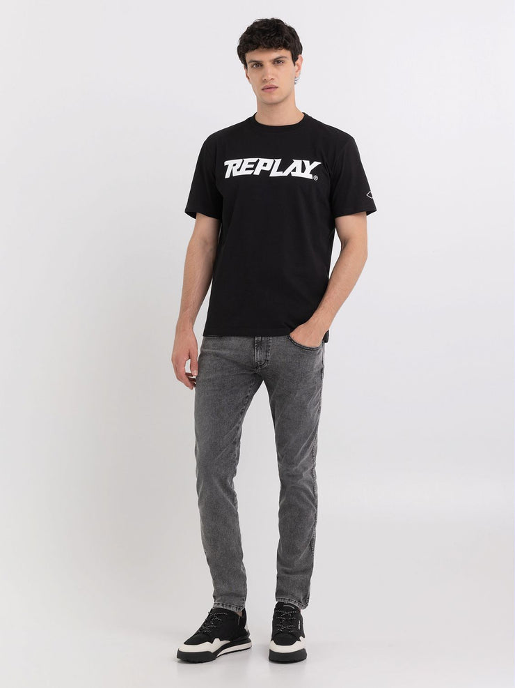 REPLAY JERSEY T-SHIRT WITH PRINT