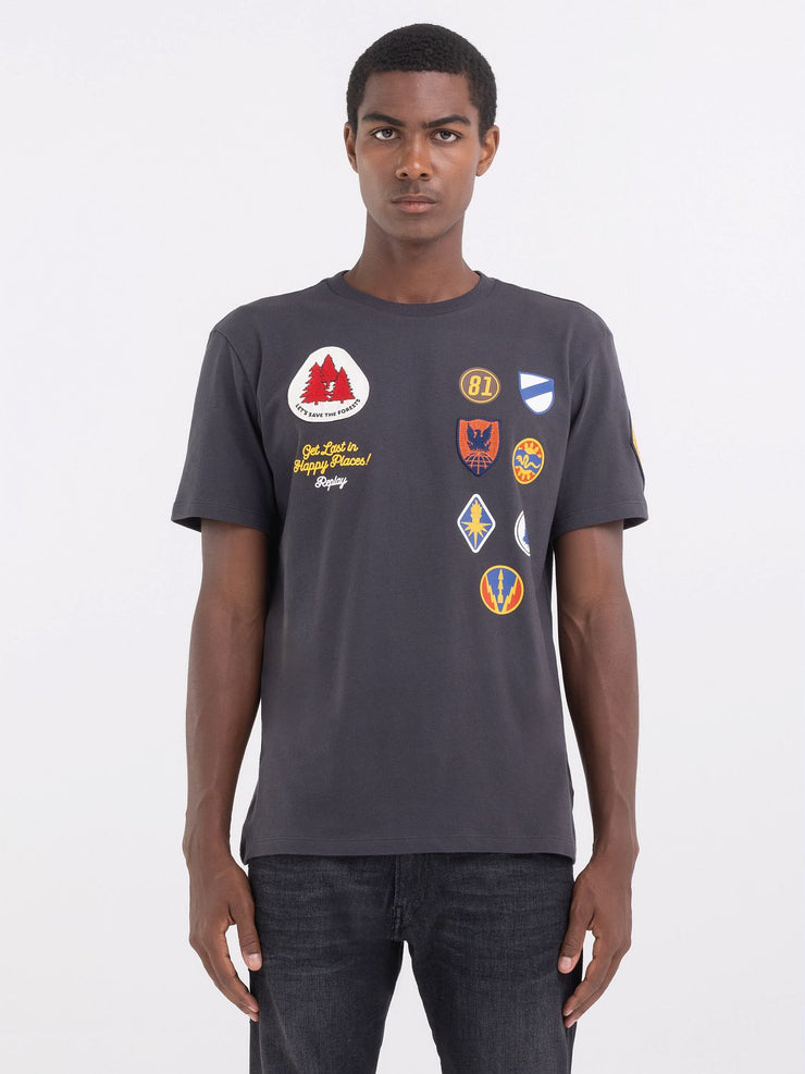 REPLAY T-SHIRT IN JERSEY WITH PATCH