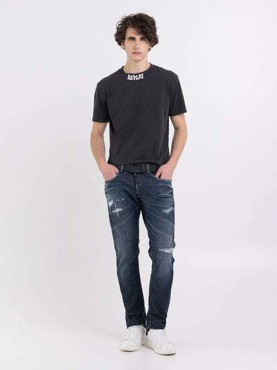 REPLAY JERSEY T-SHIRT WITH PRINT