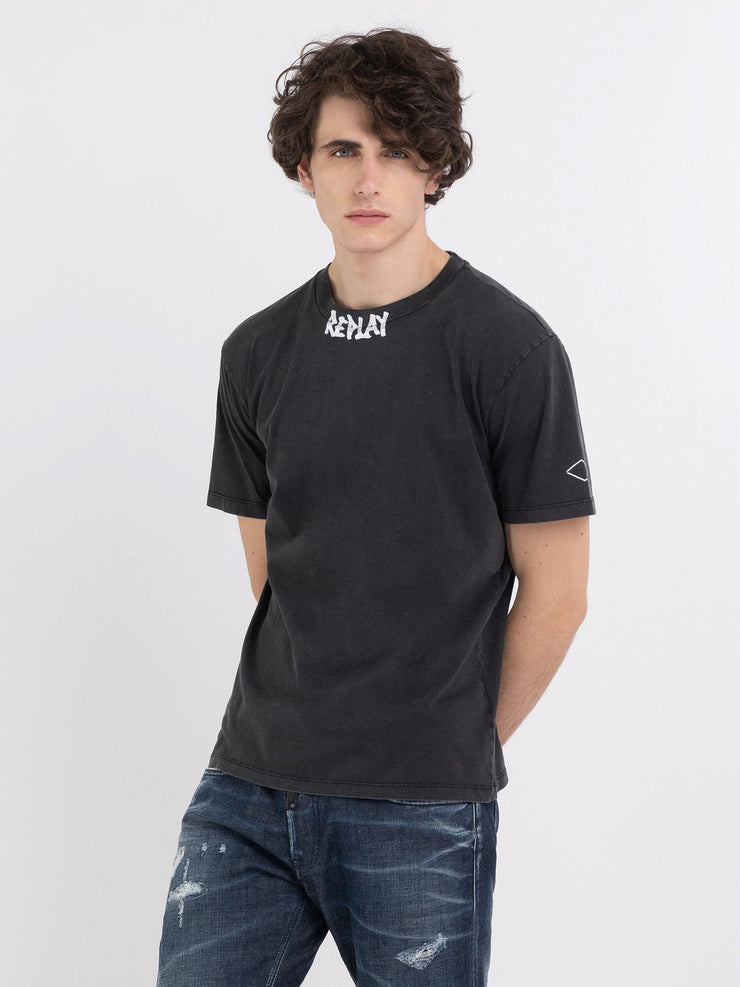 REPLAY JERSEY T-SHIRT WITH PRINT
