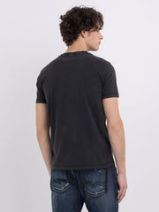 REPLAY JERSEY T-SHIRT WITH SKULL AND WOLF PRINT