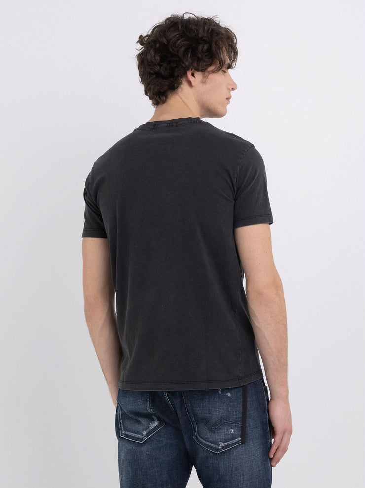 REPLAY JERSEY T-SHIRT WITH SKULL AND WOLF PRINT