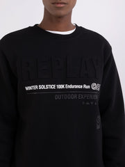 REPLAY CREWNECK SWEATSHIRT WITH OUTDOOR PRINT