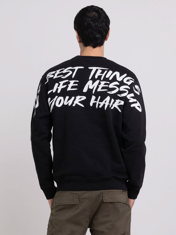 REPLAY RELAXED FIT CREWNECK SWEATSHIRT WITH PRINT