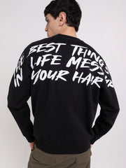 REPLAY RELAXED FIT CREWNECK SWEATSHIRT WITH PRINT