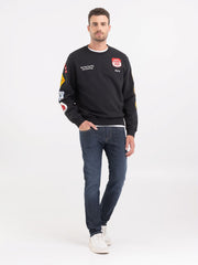 REPLAY COTTON SWEATSHIRT WITH BADGES