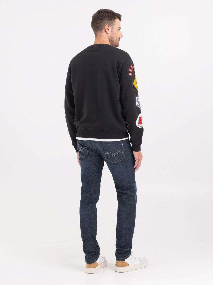REPLAY COTTON SWEATSHIRT WITH BADGES