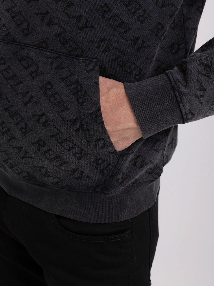 REPLAY HOODIE WITH ALL-OVER PRINT