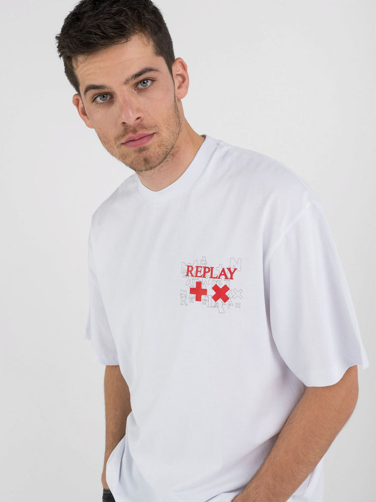 REPLAY CREW-NECK T-SHIRT WITH REPLAY X GARRIX LOGO AND LETTERING