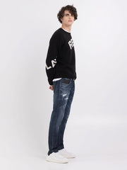 REPLAY SWEATER IN WOOL BLEND WITH JACQUARD LOGO