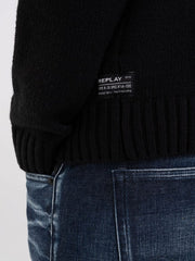 REPLAY SWEATER IN WOOL BLEND WITH JACQUARD LOGO