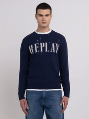 REPLAY SWEATER WITH JACQUARD LOGO