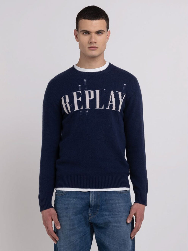 REPLAY SWEATER WITH JACQUARD LOGO